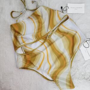 Faithfull The Brand Liu Bikini Set Talamanca Print Halter High Waist NWT Large